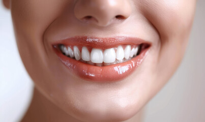 close up of a beautiful smile with white perfect teeth, dentist concept 