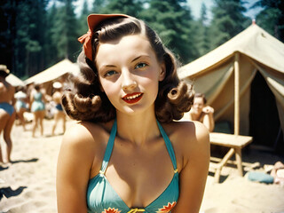 Woman portrait from 1950s summer camp