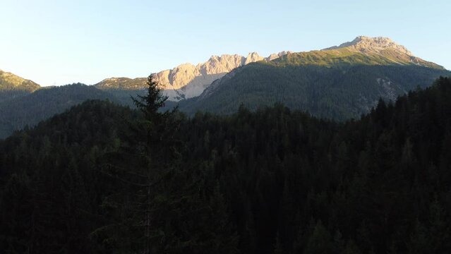 Sunset in the alps with mountains