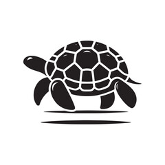 Obraz premium Shadowed Shells: Black Vector Turtle Silhouette - Capturing the Serenity and Strength of Nature's Ancient Marine Wanderer. Minimalist Turtle illustration.