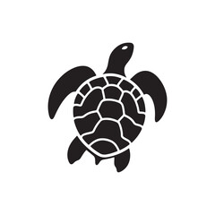 Shadowed Shells: Black Vector Turtle Silhouette - Capturing the Serenity and Strength of Nature's Ancient Marine Wanderer. Minimalist Turtle illustration.