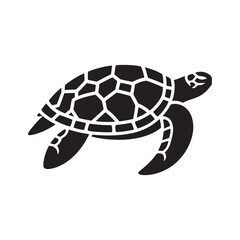 Shadowed Shells: Black Vector Turtle Silhouette - Capturing the Serenity and Strength of Nature's Ancient Marine Wanderer. Minimalist Turtle illustration.