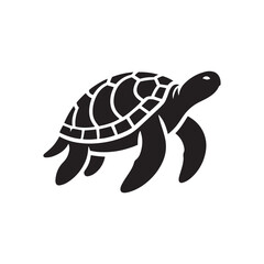 Shadowed Shells: Black Vector Turtle Silhouette - Capturing the Serenity and Strength of Nature's Ancient Marine Wanderer. Minimalist Turtle illustration.