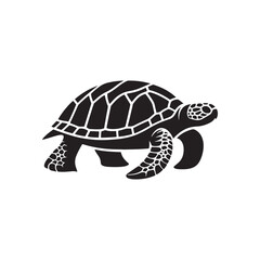 Shadowed Shells: Black Vector Turtle Silhouette - Capturing the Serenity and Strength of Nature's Ancient Marine Wanderer. Minimalist Turtle illustration.