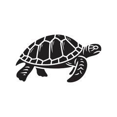 Shadowed Shells: Black Vector Turtle Silhouette - Capturing the Serenity and Strength of Nature's Ancient Marine Wanderer. Minimalist Turtle illustration.
