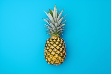 Vibrant Pineapple on a Blue Background - Tropical Summer Concept