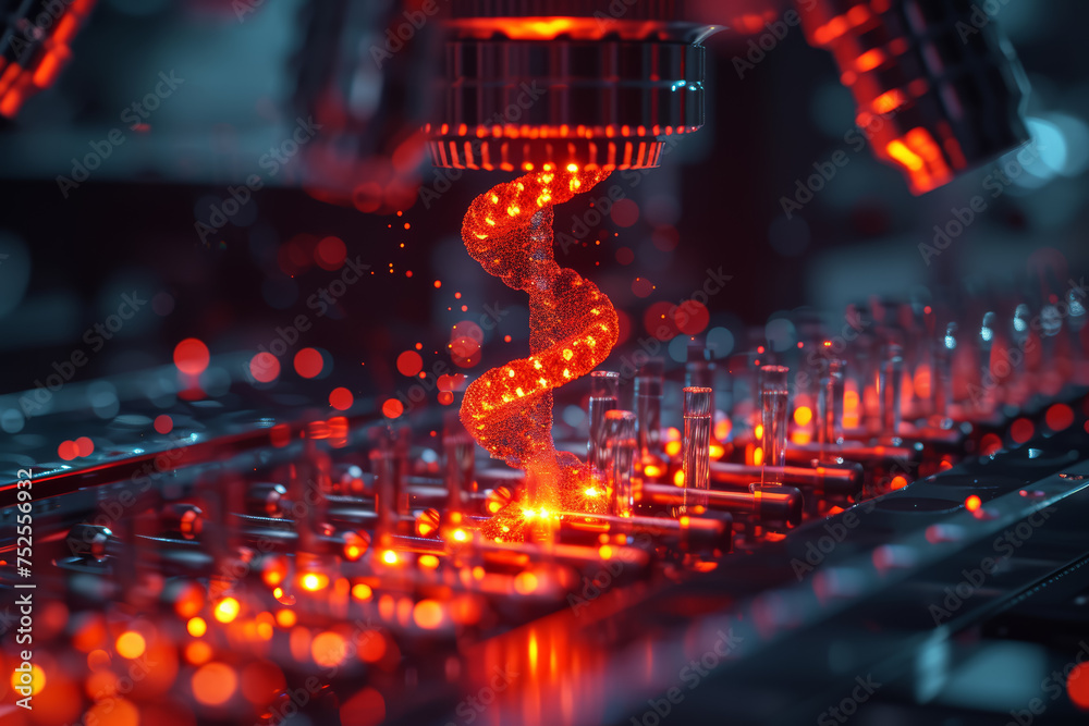 Poster automated gene editing technology targeting specific sequences for precise modifications. concept of