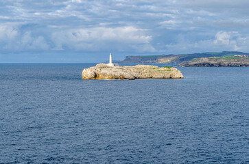 View of Mouro Island and its lighthouse, Santander, Spain