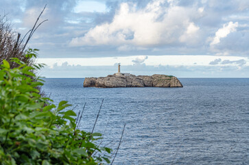 Fototapeta premium View of Mouro Island and its lighthouse, Santander, Spain