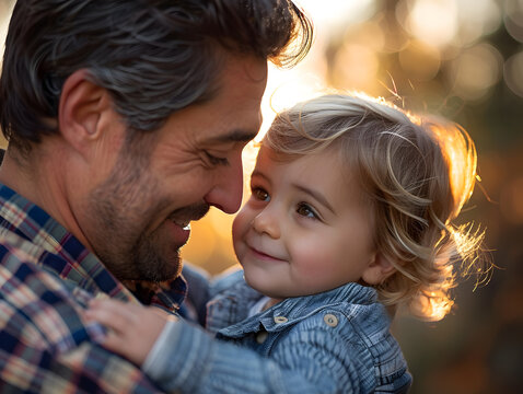 Captivating Father-Child Bond: Emotive Images for Personalized Gifts