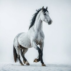 white horse on a white background
