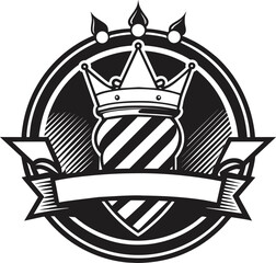 Vector logo barber with crown in black silhouette	
