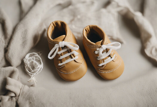 Gender neutral baby shoes with white shoelaces Organic newborn fashion branding small business ideas - Powered by Adobe