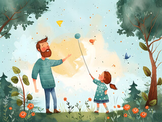 Heartwarming Father-Child Moments: Customizable Cards