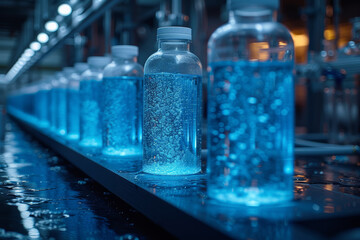 A biotech laboratory focused on developing innovative solutions to address water pollution and enhance water purification processes. Concept of sustainable water technologies. Generative Ai.