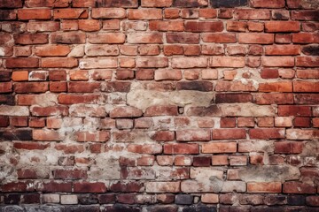 Obraz premium Aged Red Brick Wall. Old Brick Architecture Background for Construction and Decoration