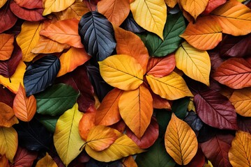 Multicolored Fallen Leaves Background: A Colorful Autumn Display on Nature's Surface