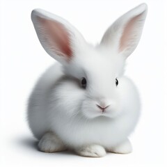 white rabbit on white background
