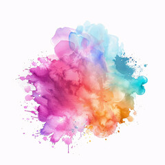 colorful watercolor splashes forming a blob on a white background for creative design projects