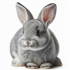 grey rabbit on white background
