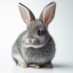 grey rabbit on white background
