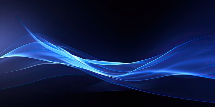 Blue Beam Waves: Glowing Light Rays and Abstract Blue Waves Rippling in a Dark Perspective