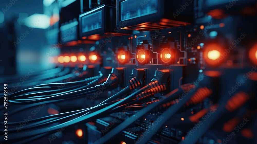 Poster detailed view of a bunch of wires, suitable for technology concepts