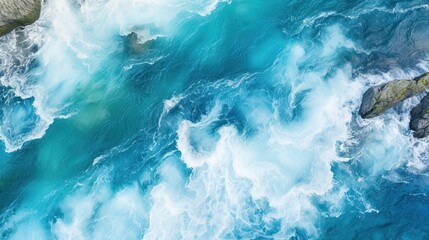 Aerial View of Clear Blue Water Currents in Saltstraumen Fjord, Norway - Abstract Texture - obrazy, fototapety, plakaty