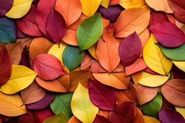 Fototapeta na wymiar Colorful Autumn Leaves Covering Nature's Ground: A Beautiful Fallen Leaf Background