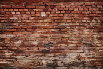 Obraz premium Old Red Brick Wall. Aged Red Stonewall Background with Decorative Elements in the Construction 
