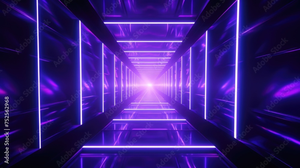 Poster a futuristic tunnel with vibrant neon lights. ideal for technology and transportation concepts