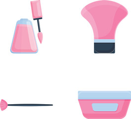 Manicure accessory icons set cartoon vector. Manicure and chiropody tool. Fashion, beauty