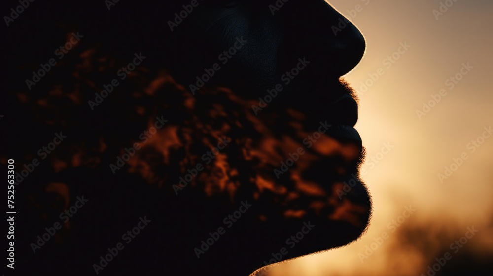 Poster a detailed shot of a person with a beard, suitable for various projects