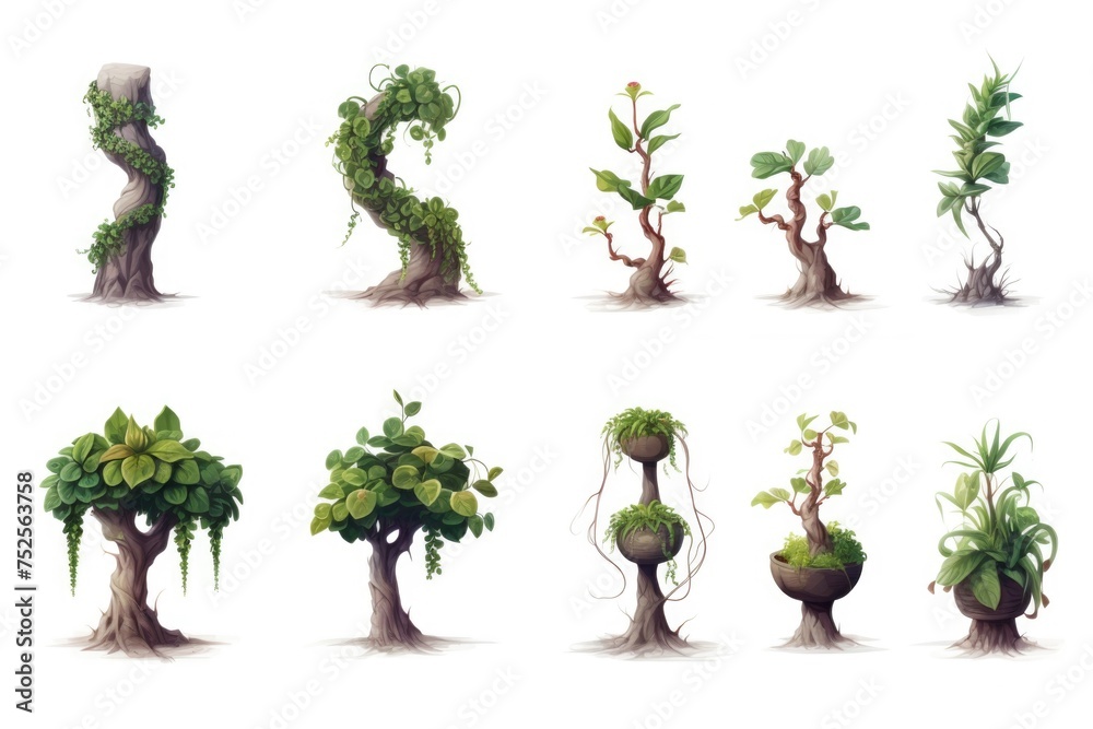 Poster a group of trees growing in a forest. suitable for nature and environmental themes
