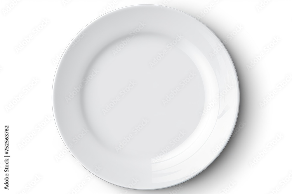 Poster Minimalistic image of an empty white plate. Ideal for food and kitchen concepts