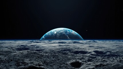 A stunning view of Earth from the moon's surface. Perfect for educational materials or space enthusiasts