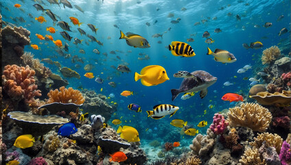 beautiful fishes under the sea background wall paper 