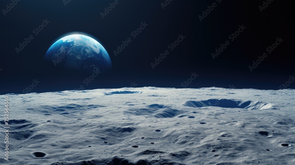 Poster a unique perspective of earth from the moon. great for space-related projects
