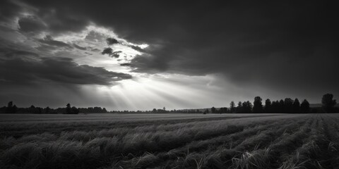 A black and white photo of a field, perfect for minimalist designs