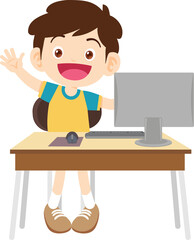 children using computer on desk