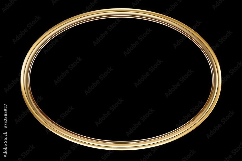 Poster round gold frame on a black background, suitable for various design projects