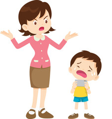parent angry scold to kid addicted mobile phone
