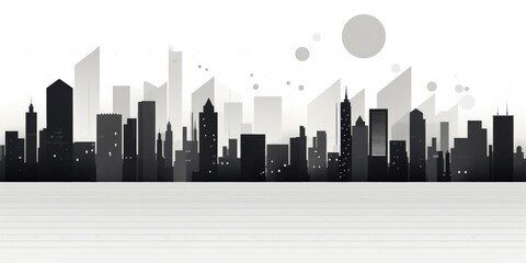 A stunning black and white city skyline view. Perfect for urban design projects - Powered by Adobe