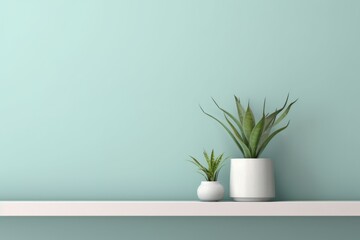 Two white vases displayed on a shelf, suitable for home decor concept