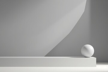 A white ball sitting on a white platform. Suitable for various design projects