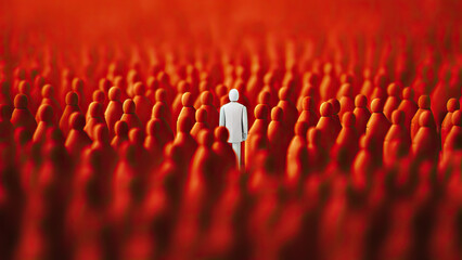 Figure standing out from the crowd