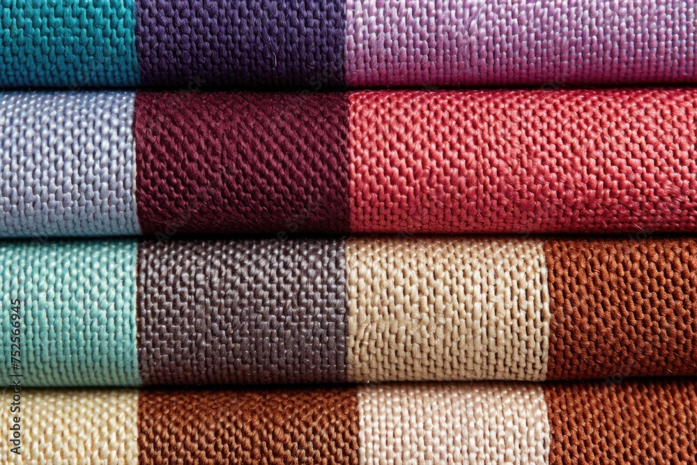 Poster A stack of multicolored towels, perfect for spa or beach themes