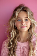 Bright Young Girl with Wavy Blonde Hair