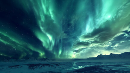 aurora borealis, northern lights, lapland, Winter landscape
Majestic northern lights dance in...