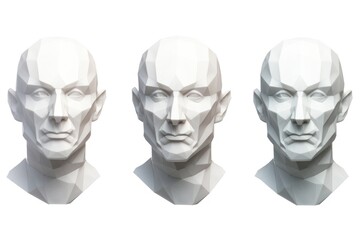 Three heads of men with varying facial features. Ideal for showcasing diversity and individuality in design projects